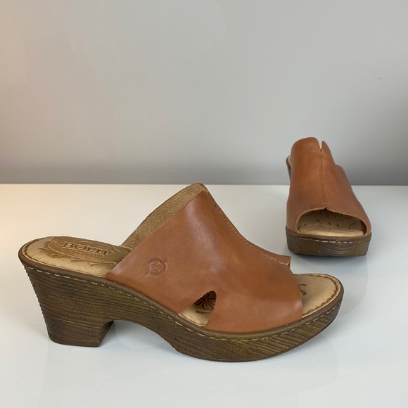 Born Shoes - Born Melyssa Heeled Leather Slides Size 8